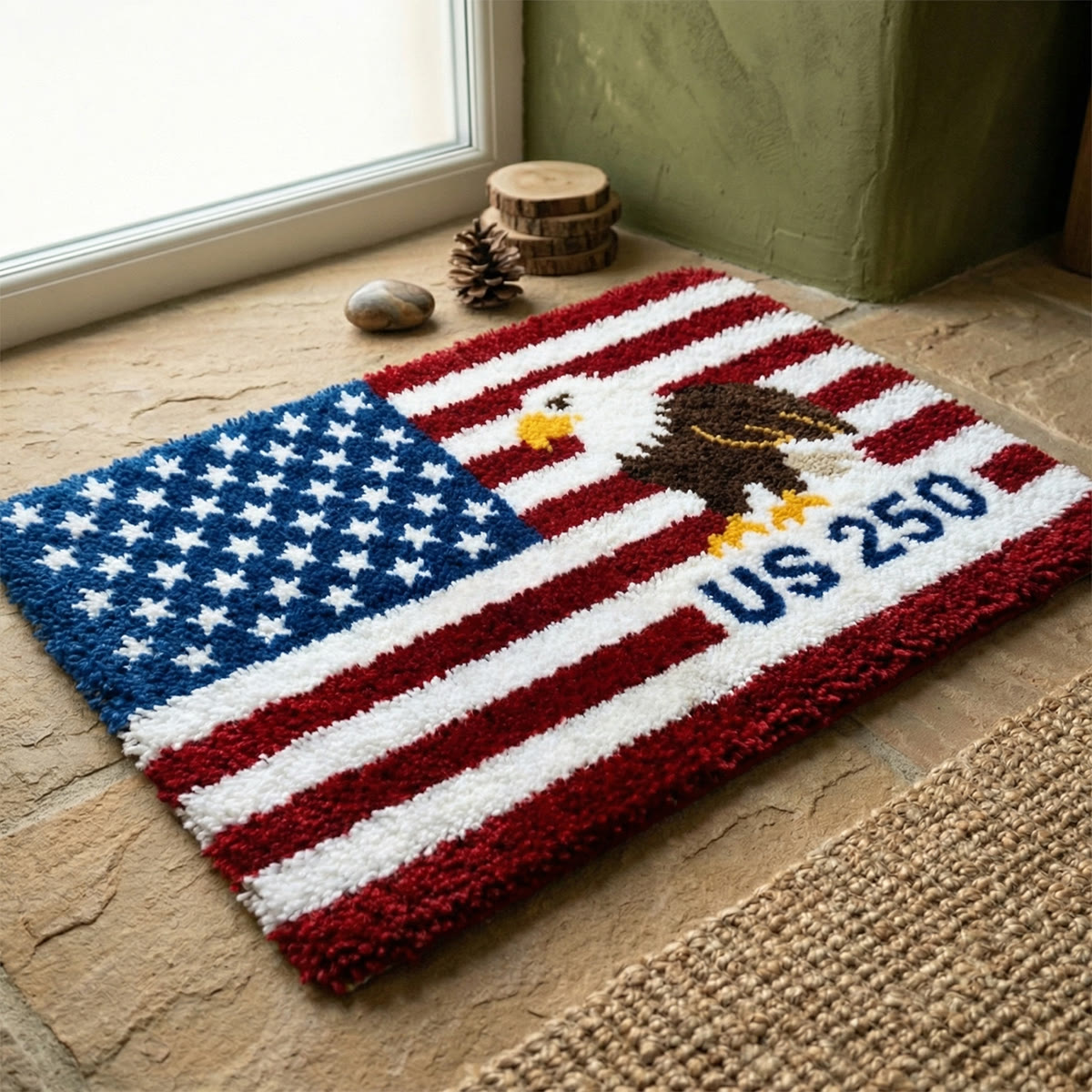 Rubbyoo Knüpfteppich-Set – Amerikanischer Adler | Festliche Heimdekoration | DIY-Handarbeit - image 5