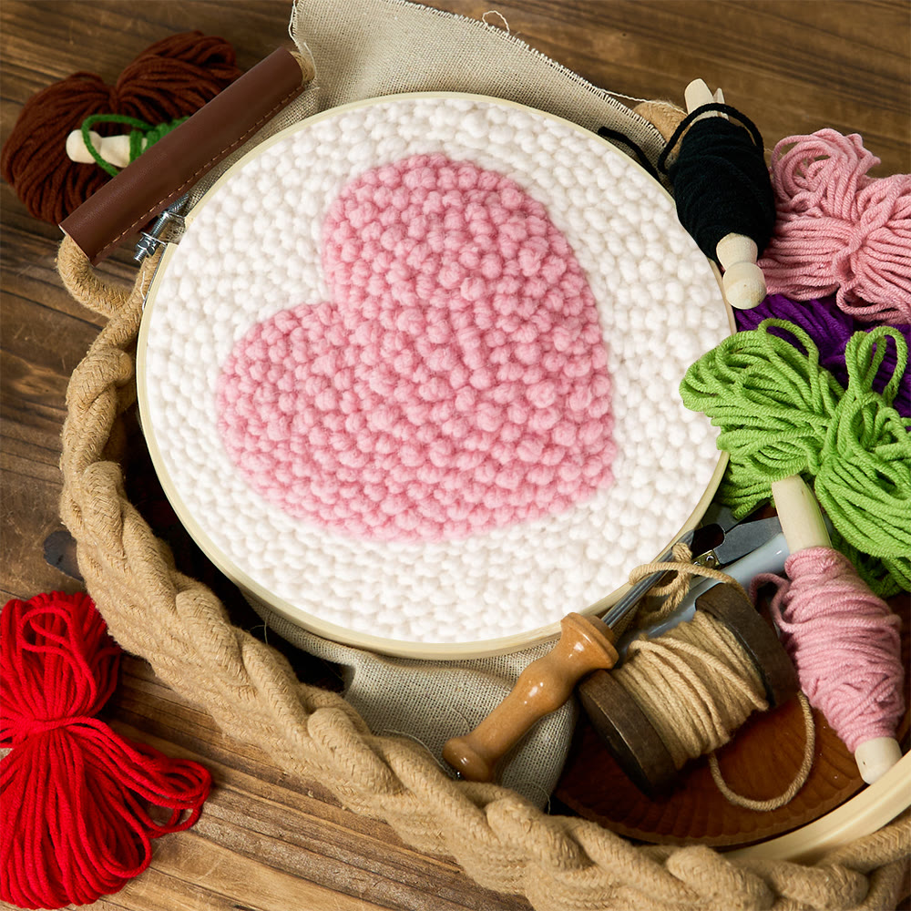 Pinkes Herz-Punch-Needle-Set – Handarbeit für Anfänger | Bastelidee zum Muttertag - image 2