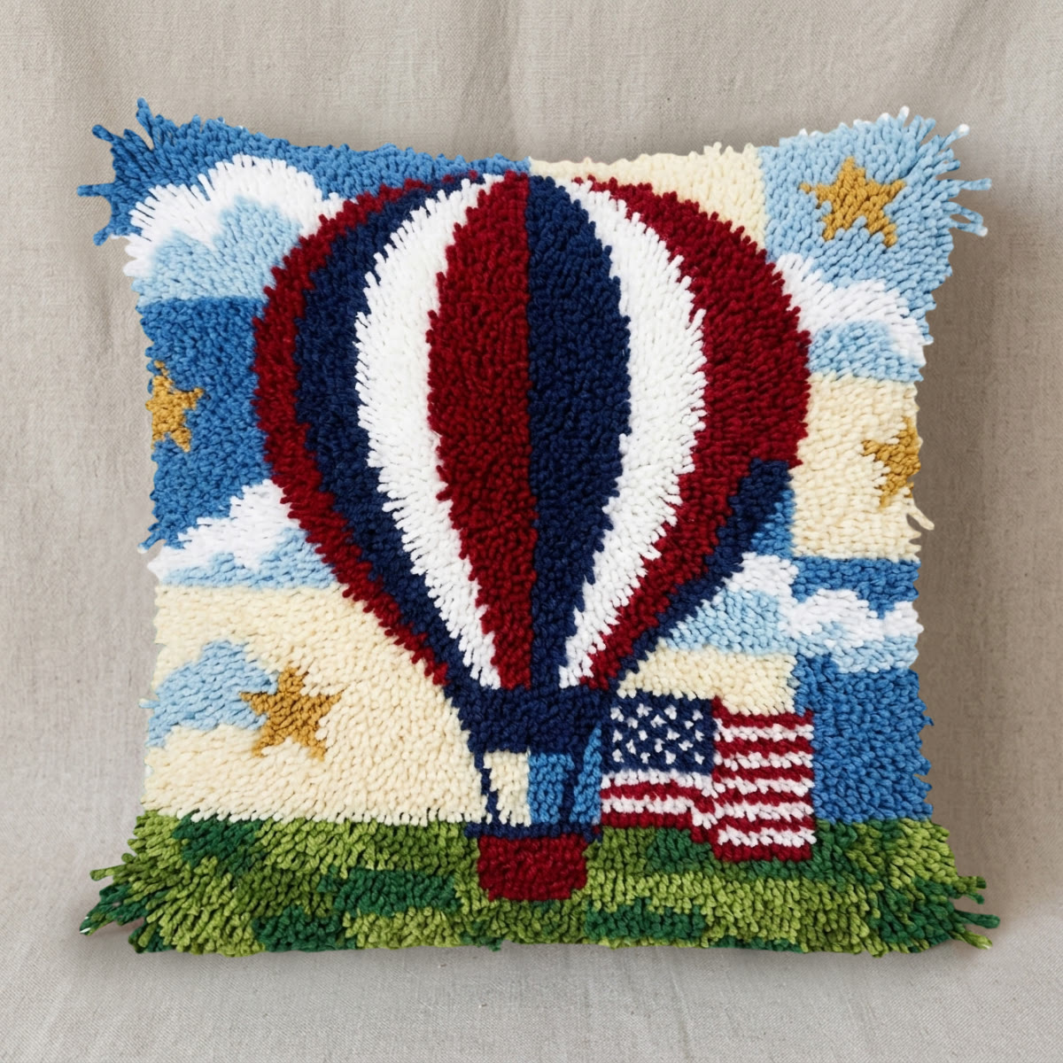 Rubbyoo Knüpfkissen-Set – Heißluftballon | Geschenkidee zum 4. Juli | Kinderzimmerkissen - image 4
