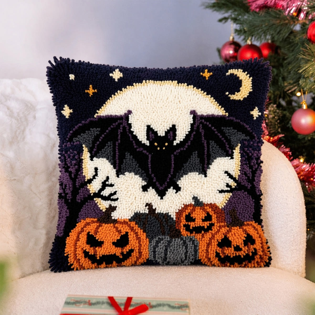 Rubbyoo Knüpfkissen-Set – Fledermäuse im Vollmondlicht | Verspielter Halloween-Anhänger | Perfektes Einzugsgeschenk - image 6