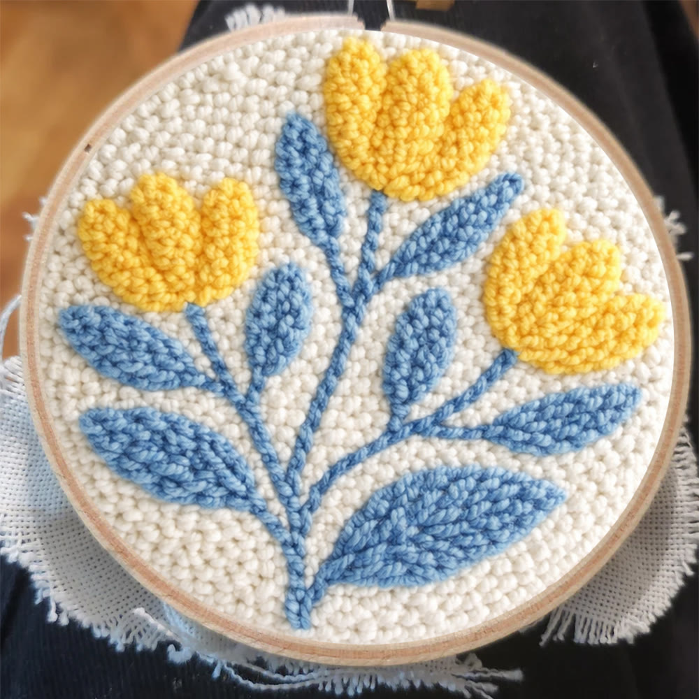 Punch-Needle-Set mit gelber Blume – DIY-Kunsthandwerk | Ästhetischer Garnschmuck - image 7