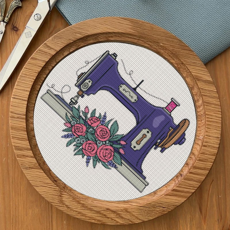 Kreuzstich-Set – Vintage-Nähmaschine | Handgefertigtes Blumenmuster | Perfekte Heimdekoration - image 9