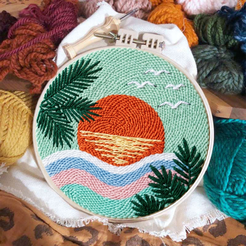 Vibrant Sunset Punch Needle Kit - Summer Landscape Art | Handmade Gift Idea - image 9