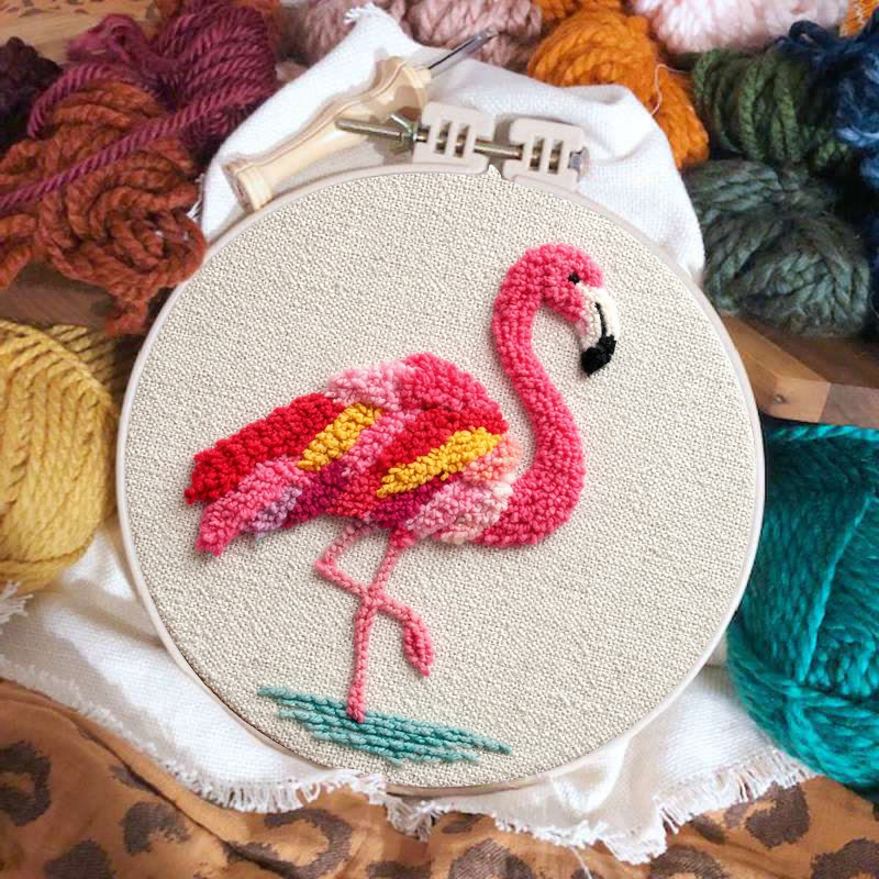 Tropisches Flamingo-Punch-Needle-Set – Bezauberndes Handarbeitsprojekt | Blickfang für Ihr Zuhause - image 3