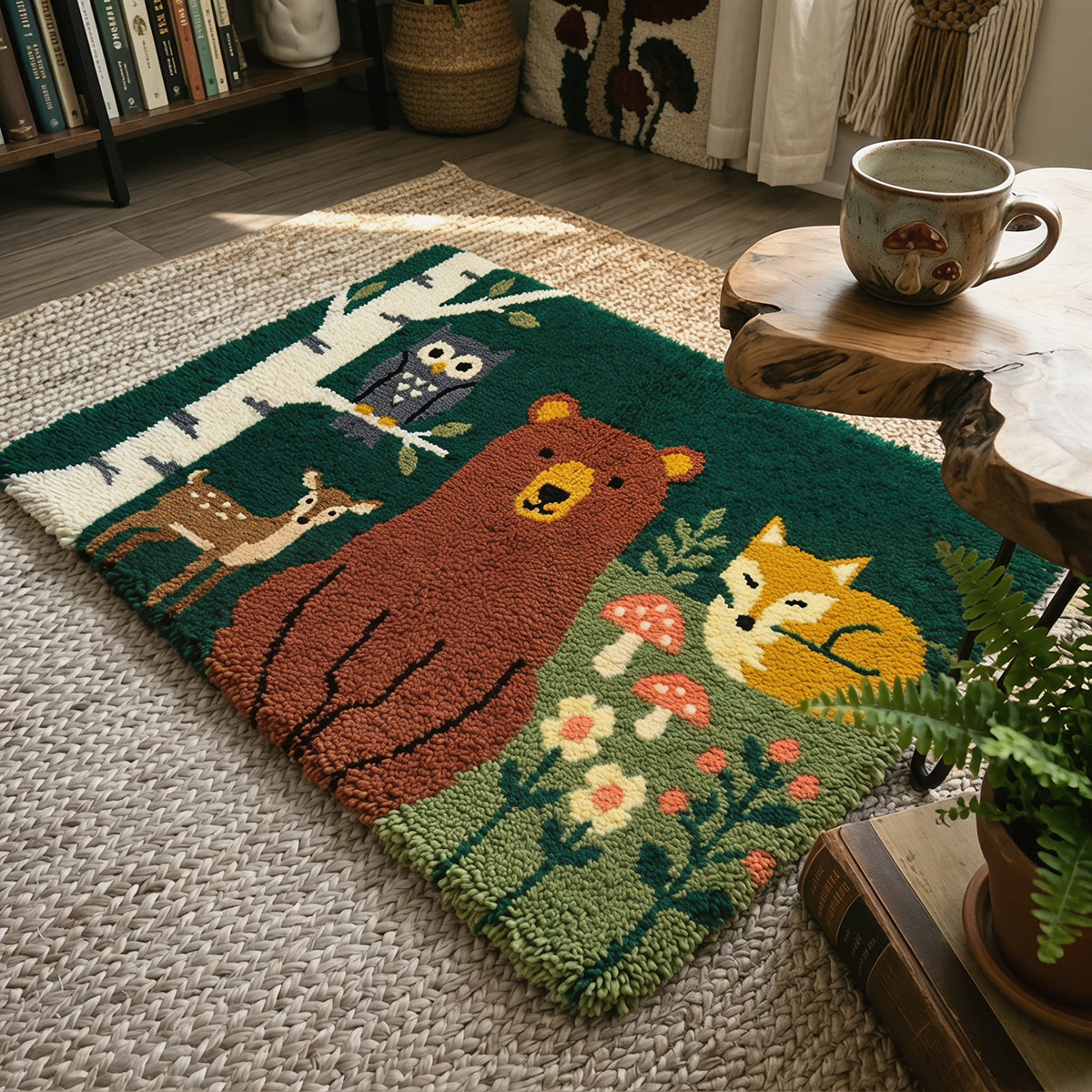 Rubbyoo Knüpfteppich-Set – Waldtiere | Kinderzimmerteppich | Handgefertigte Fußmatte mit Naturmotiven - image 8