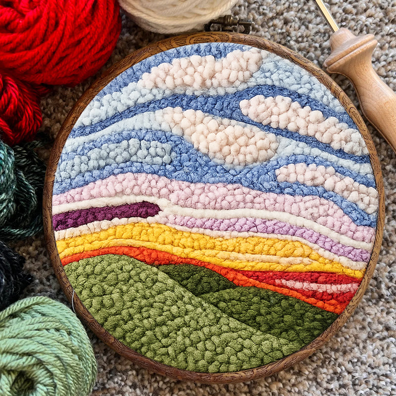 Punch-Needle-Set mit Sonnenuntergangs-Berglandschaft – Entspannendes Bastelprojekt | Gemütliche Wohnaccessoires - image 9