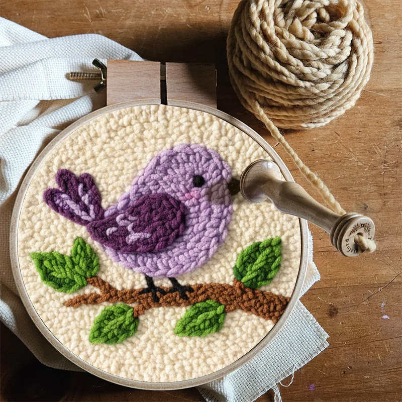Punch-Needle-Set „Lila Vogel auf dem Sofa“ – Entspannendes Bastelprojekt | Zarte Dekoration für Ihr Zuhause - image 8
