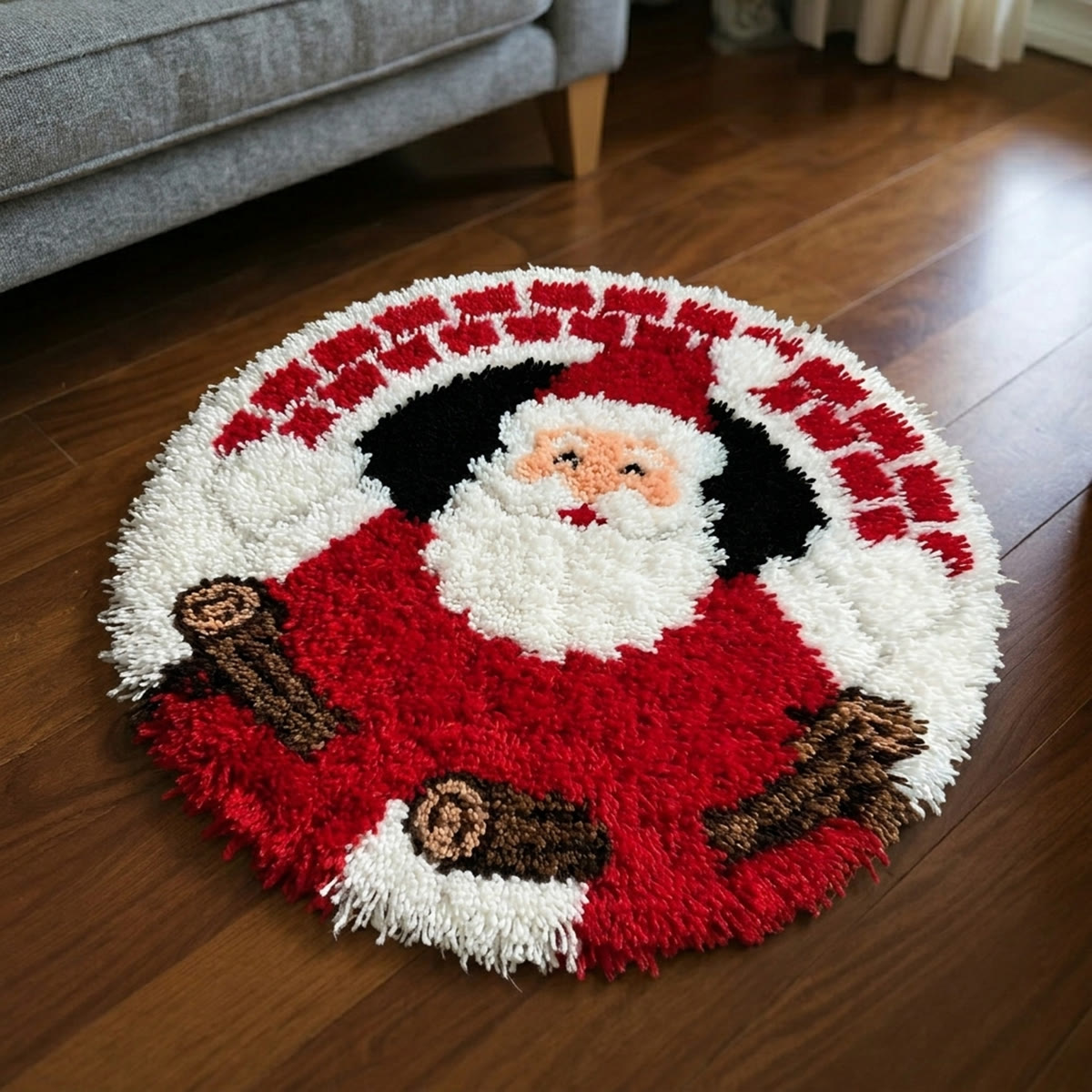 Rubbyoo Knüpfteppich-Set – Fröhlicher alter Heiliger | Gemütliche Fußmatte für Weihnachtsfeiern | Handgefertigter Einzugsteppich - image 7