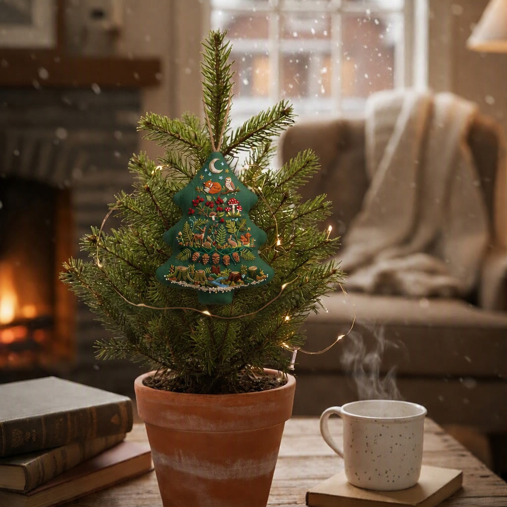 Rubbyoo Stickset in Baumform – Fantasiewald im Mondschein | Weihnachtliches Bastelgeschenk für Naturliebhaber | Winterliche Waldtier-Dekoration - image 10