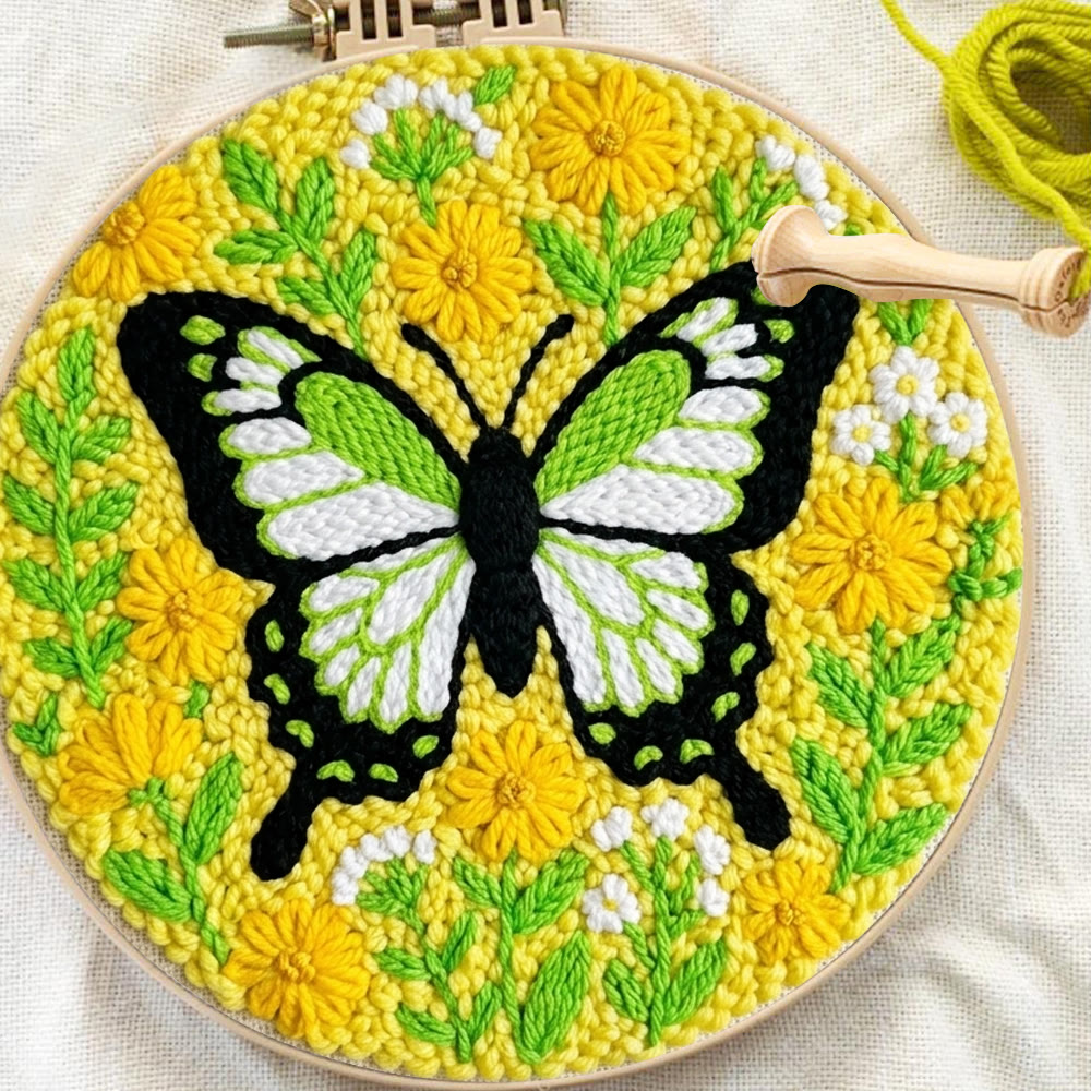 Lebendiges Frühlings-Punch-Needle-Set – Ästhetisches Schmetterlings- und Gänseblümchenmotiv | Nützliches, handgemachtes Einzugsgeschenk - image 4