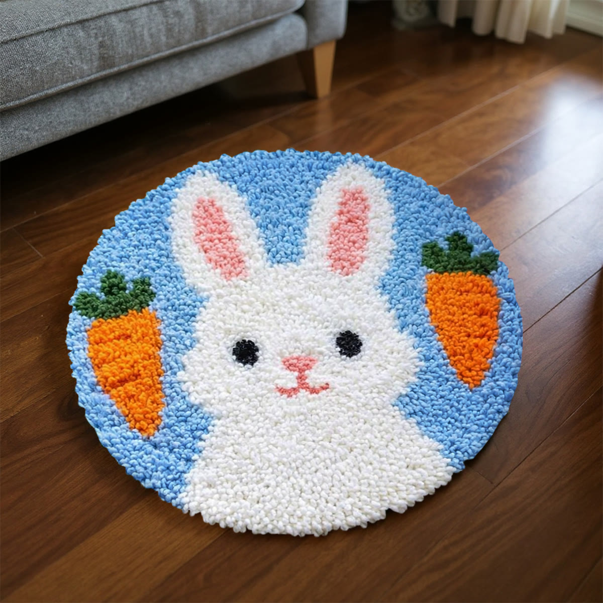 Rubbyoo Knüpfteppich-Set – Hase mit Karotte | Bodendekoration für Zuhause | Perfektes Weihnachtsgeschenk - image 6