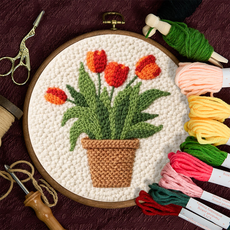 Tulpen-Punch-Needle-Set – Einfaches Bastelprojekt für Anfänger | Gemütlicher Wohnschmuck - image 11