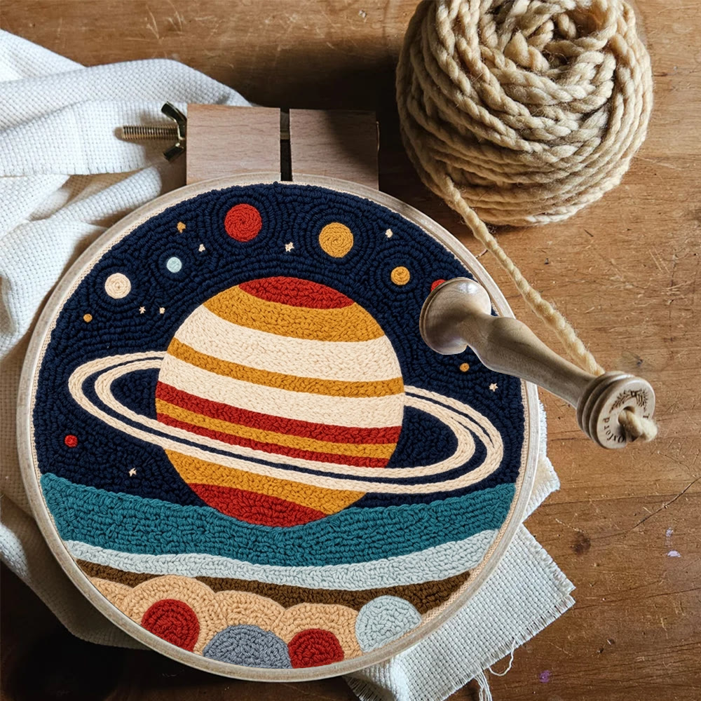 Sternenklare Kosmische Nacht Punch Needle Set – DIY-Zimmerdeko im Planeten-Design | Besonderes Geschenk für Astronomie-Fans - image 4
