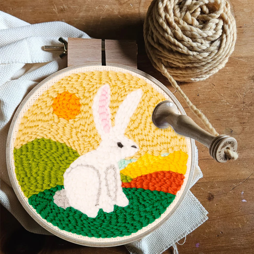 Sunny Meadow White Bunny Punch Needle Kit – Schnelles Bastelprojekt | Frühlings-Highlight - image 9
