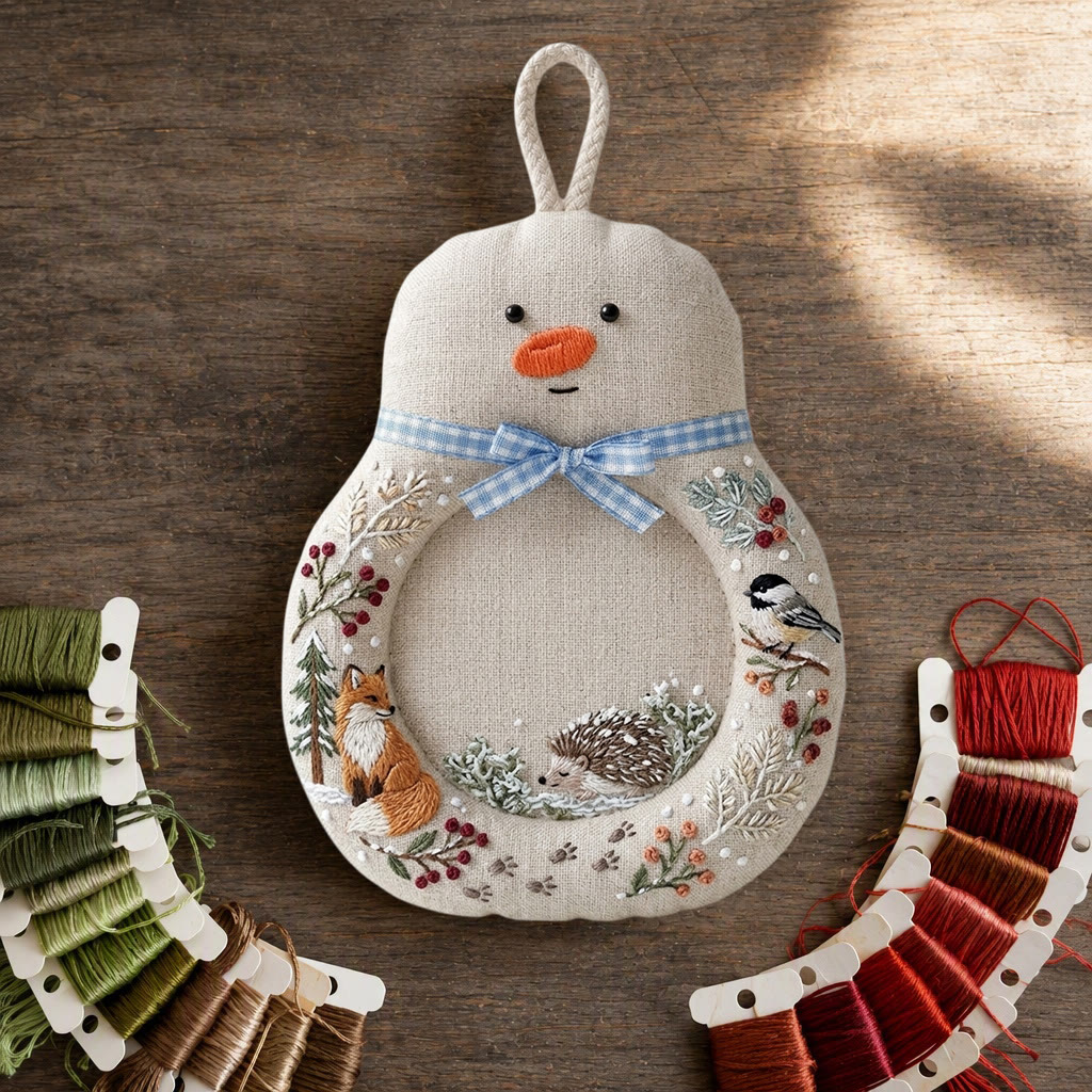 Rubbyoo Schneemann-Untersetzer-Stickset – Waldtier-Party | Handgemachter Becheruntersetzer für Kinder | Gemütliches Weihnachtsgeschenk - image 4