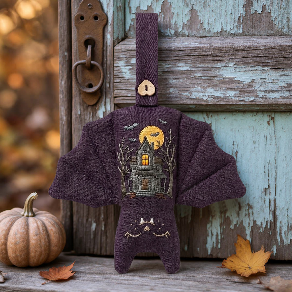 Rubbyoo Fledermaus-Stickset – Spukschloss | Dark Academia Fledermausporträt mit botanischen Akzenten | Halloween-Wanddekoration - image 8