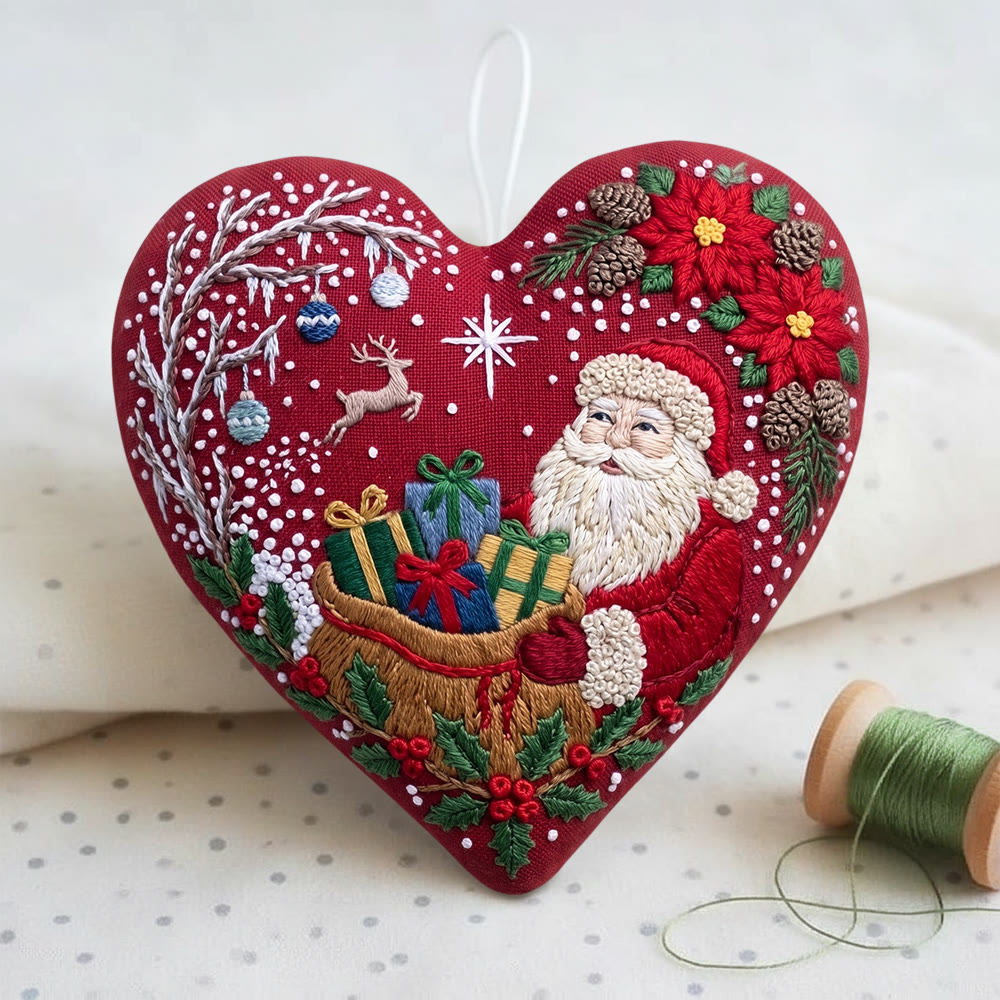 Rubbyoo Herz-Stickset – Fröhliche Weihnachtsgeschenke | Weihnachtsstern-Motiv mit Weihnachtsmann | Traditionelles Weihnachtsgeschenk - image 3