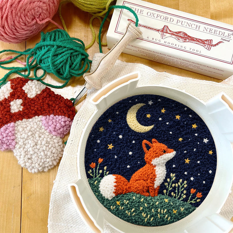 Sternennacht-Fuchs-Punch-Needle-Set – Verspielte Dekoration mit Naturmotiven | Bezauberndes Geschenk für Tierliebhaber - image 11