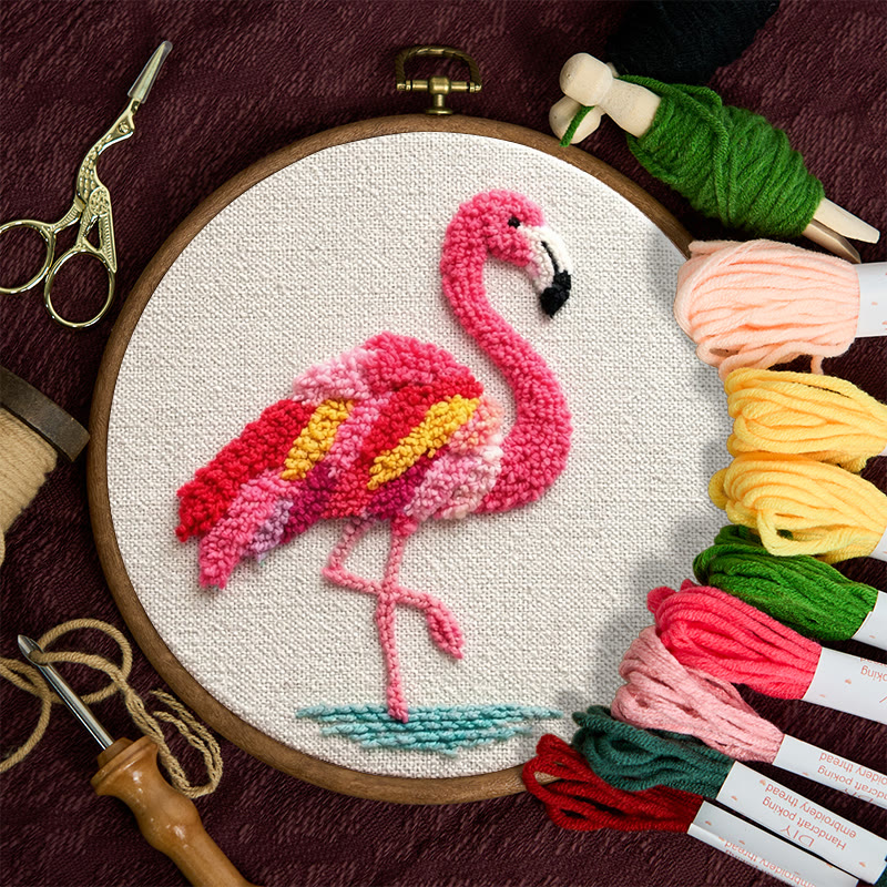 Tropisches Flamingo-Punch-Needle-Set – Bezauberndes Handarbeitsprojekt | Blickfang für Ihr Zuhause - image 9