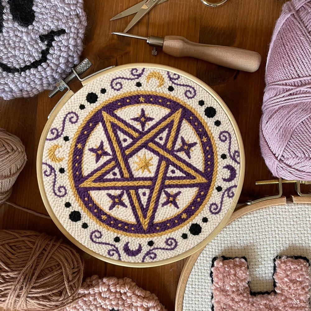 Mystisches Pentagramm-Punch-Needle-Set – Handgefertigtes himmlisches Bastelset | Einzigartiges Astrologie-Motiv - image 9
