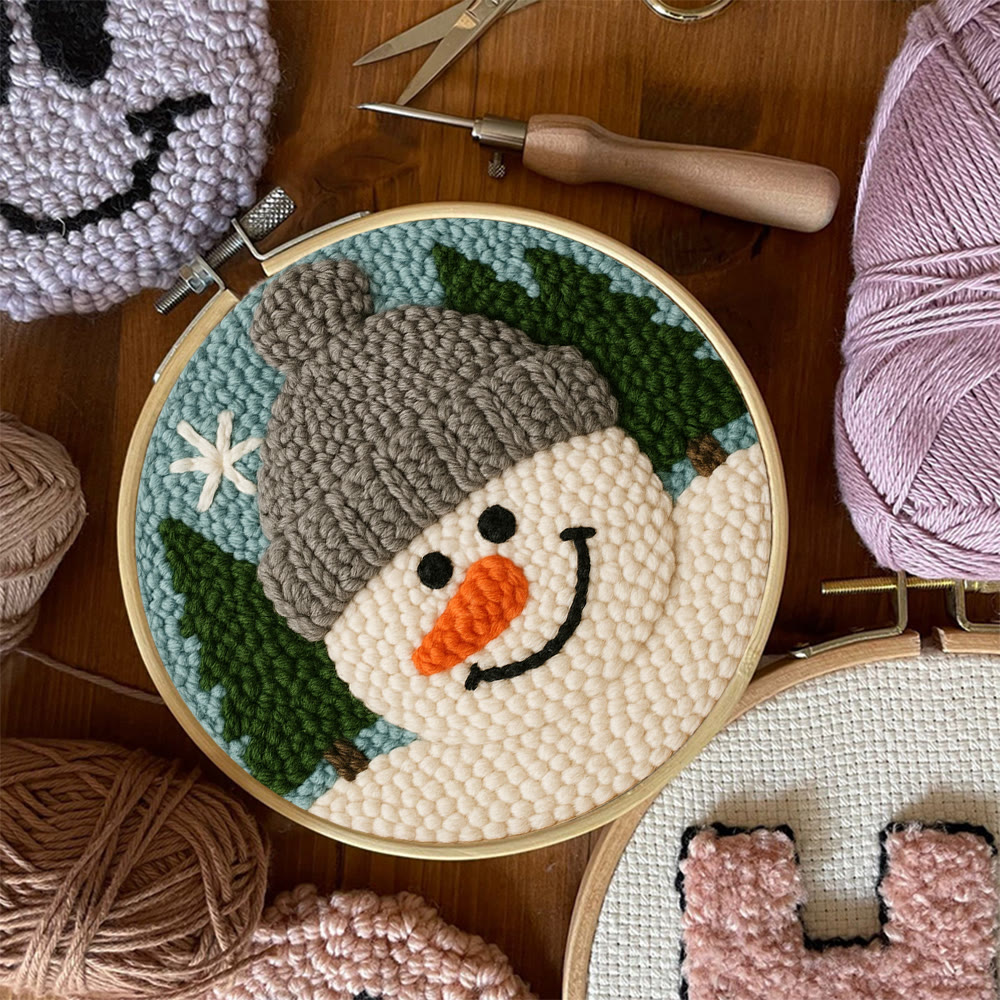 Niedliches Schneemann-Punch-Needle-Set – Anfängerfreundliche Bastelidee | Gemütliche, handgemachte Wanddeko im Winter-Stil - image 10