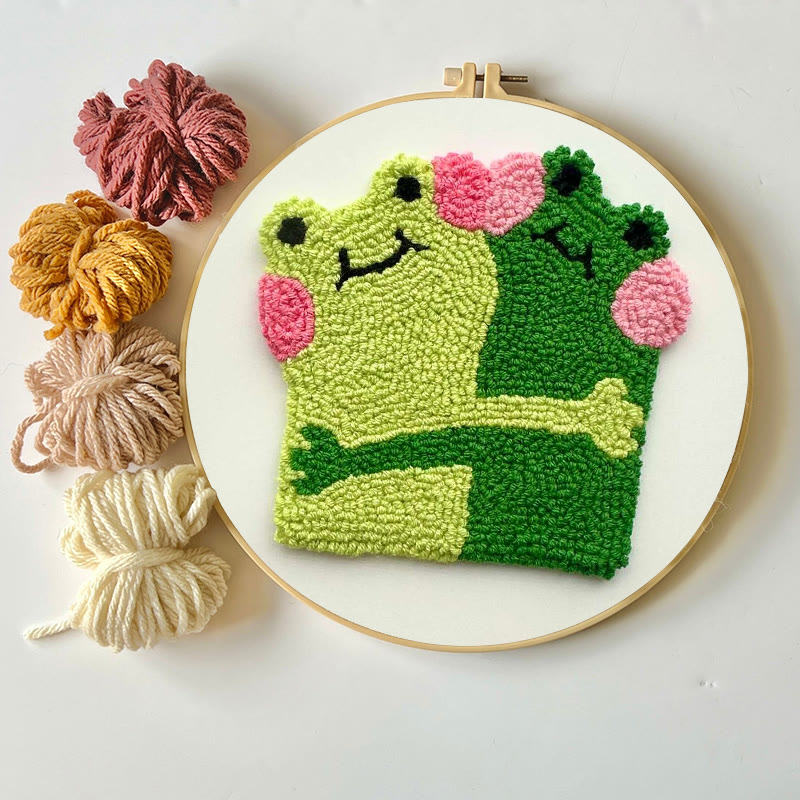 Punch Needle Kit „Umarmende Frösche“ – Kreatives Geschenk für Freunde | DIY-Untersetzer für Verliebte - image 7