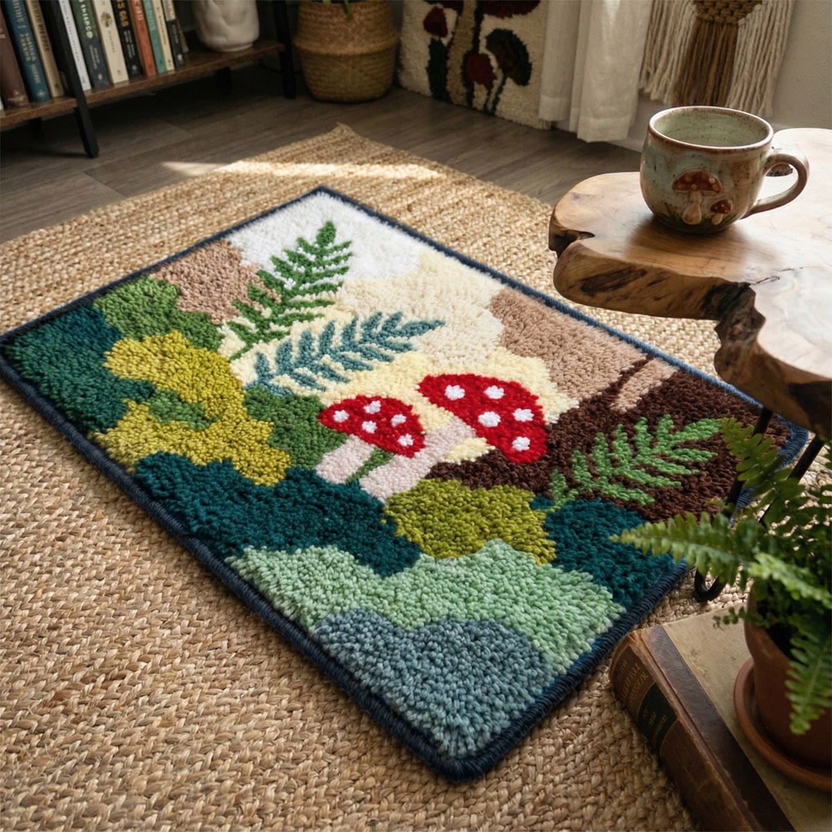 Rubbyoo Knüpfteppich-Set – Moospflanze | Ästhetische Fußmatte | Vintage-Handarbeit - image 4