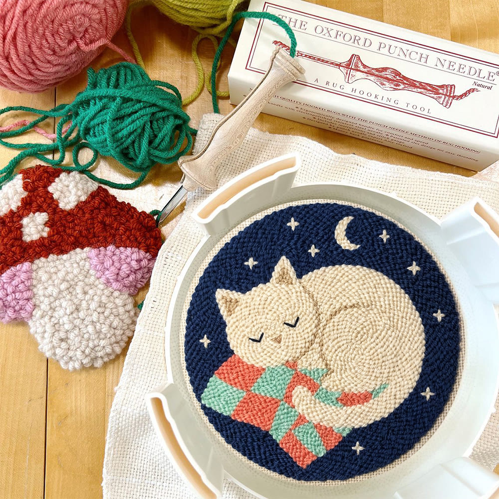 „Schlafende Katze“ Punch Needle Set – Alles in einem DIY-Bastelset | Hübsches Geschenk für Freunde - image 6