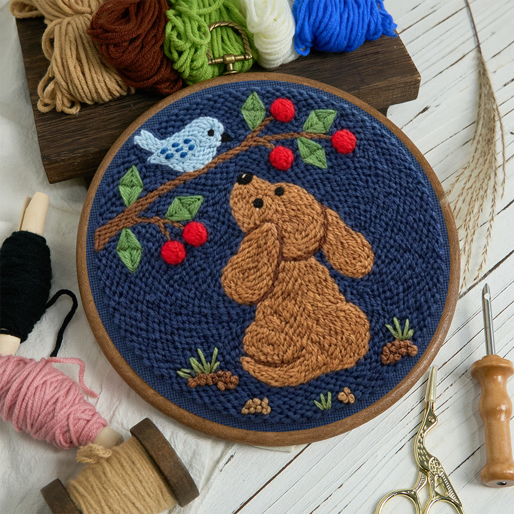Niedliches Punch-Needle-Set mit Hund und Blaumeise – Gemütliche Wohndekoration | Personalisiertes Geschenk für Bastler - image 8