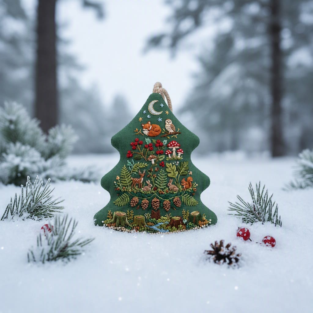 Rubbyoo Stickset in Baumform – Fantasiewald im Mondschein | Weihnachtliches Bastelgeschenk für Naturliebhaber | Winterliche Waldtier-Dekoration - image 3