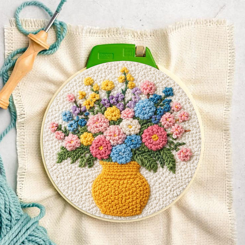 Lebendiges Blumenbouquet-Punch-Needle-Set – Exquisite Handarbeit | Perfektes Geschenk für Pflanzenliebhaber - image 6