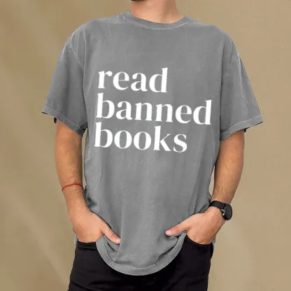 Pagewings Read Banned Books Unisex Washed T-shirt