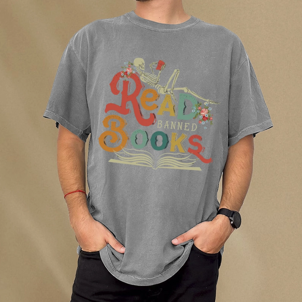 Pagewings Read Banned Books Unisex Washed T-shirt
