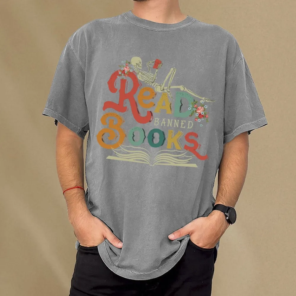 Pagewings Read Banned Books Unisex Washed T-shirt