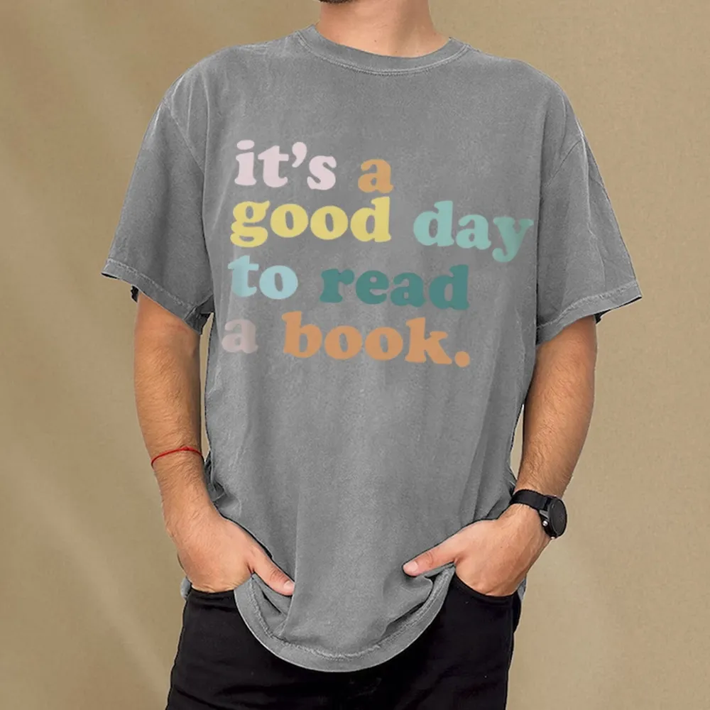 Pagewings It’s a Good Day to Read a Book Unisex Washed T-shirt
