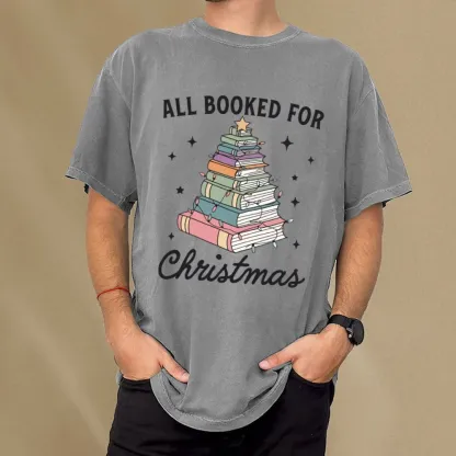 Pagewings All Booked For Christmas Unisex Washed T-shirt