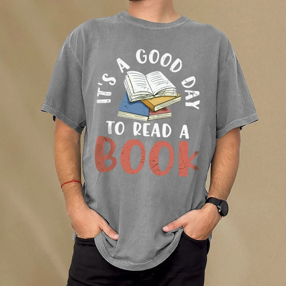 Pagewings It’s a Good Day to Read a Book Unisex Washed T-shirt