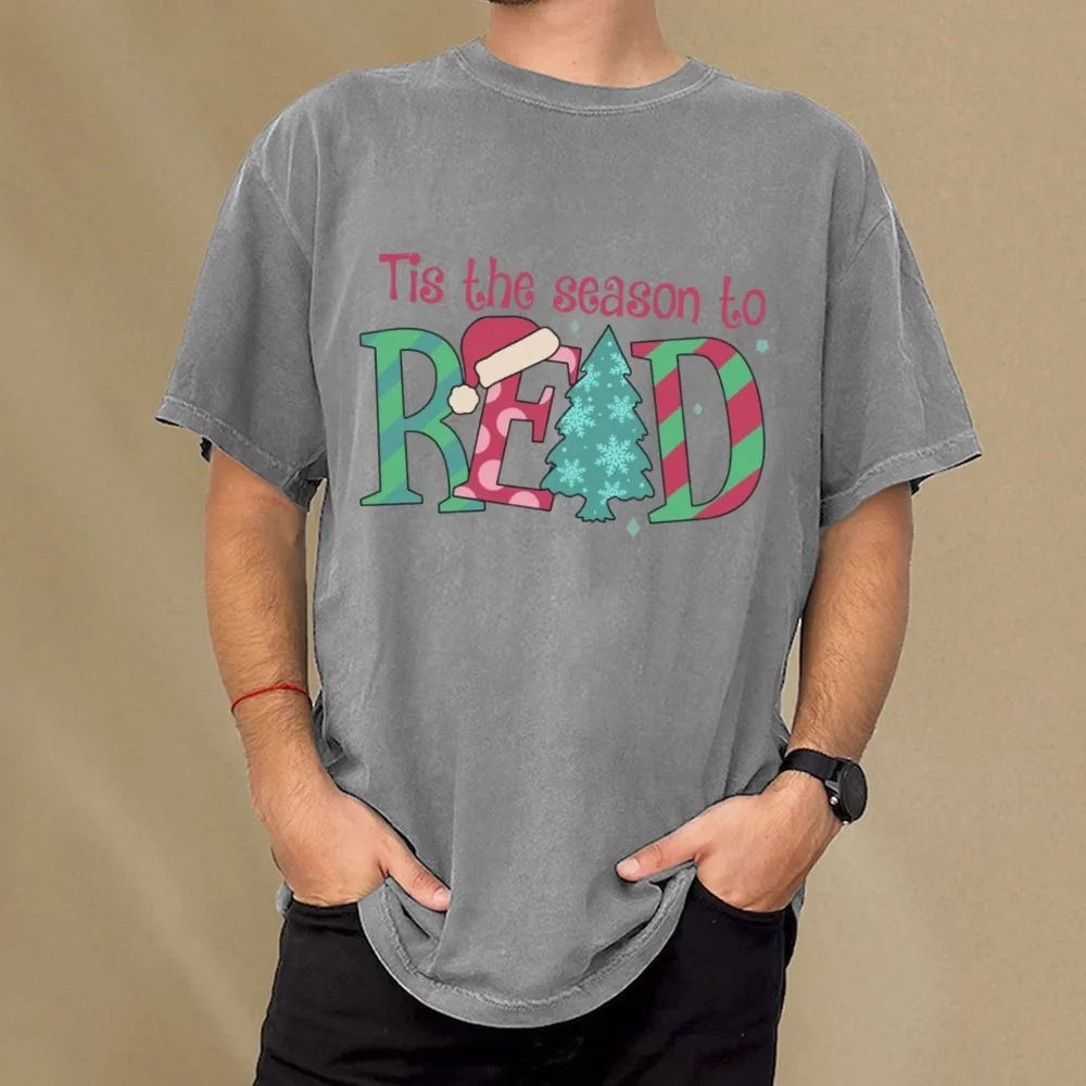 Pagewings Christmas Reading Unisex Washed T-shirt