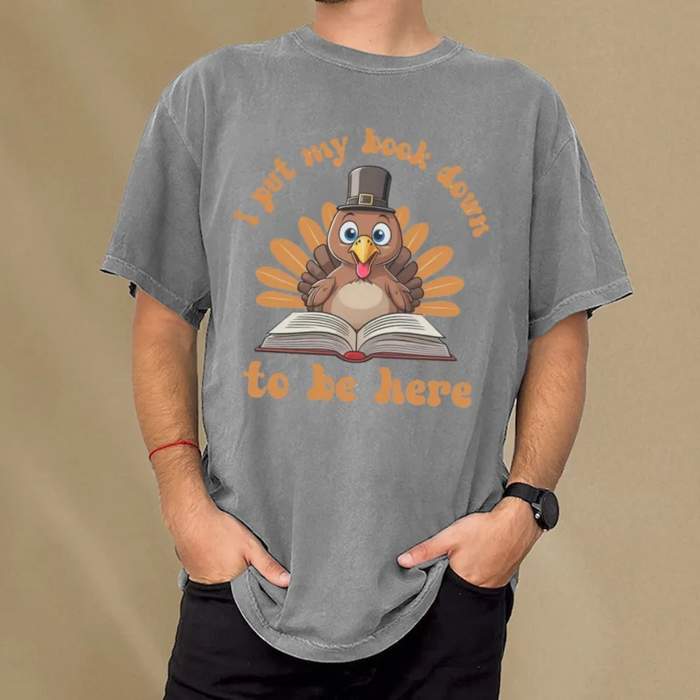 Pagewings Funny Thanksgiving Book Unisex Washed T-shirt