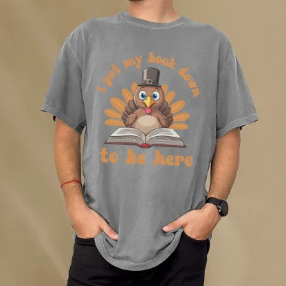 Pagewings Funny Thanksgiving Book Unisex Washed T-shirt