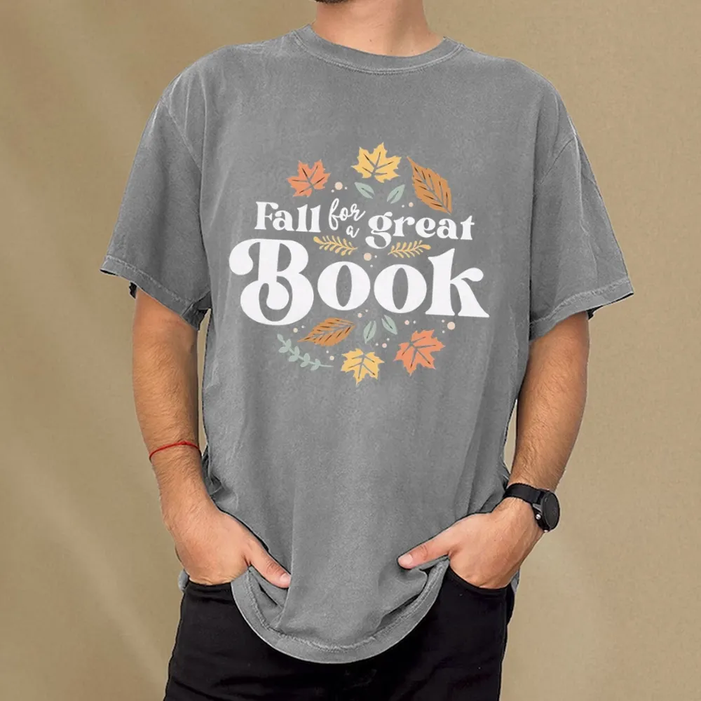 Pagewings Thanksgiving Fall For A Great Book Unisex Washed T-shirt