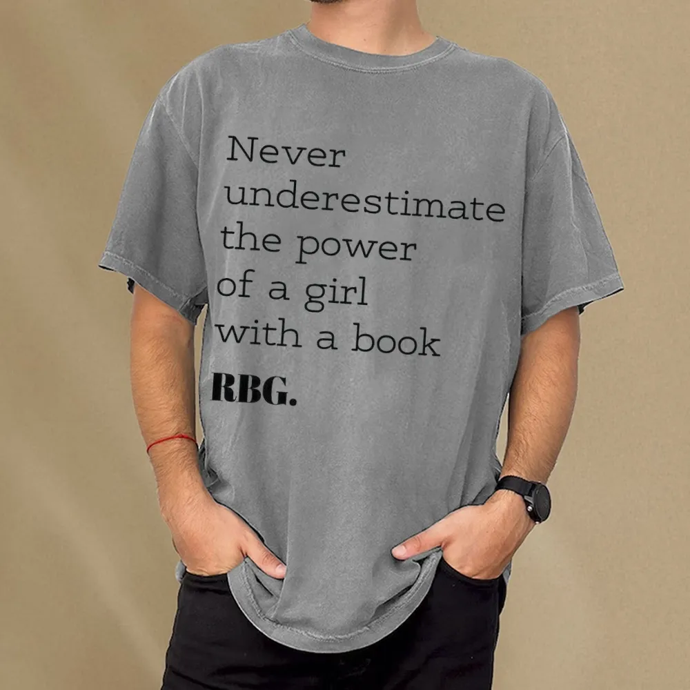 Pagewings Never Underestimate The Power Of a Girl With a Book Unisex Washed T-shirt