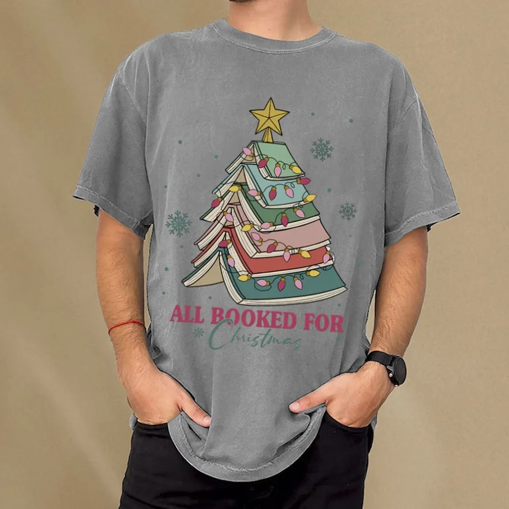 Pagewings All Booked For Christmas Unisex Washed T-shirt