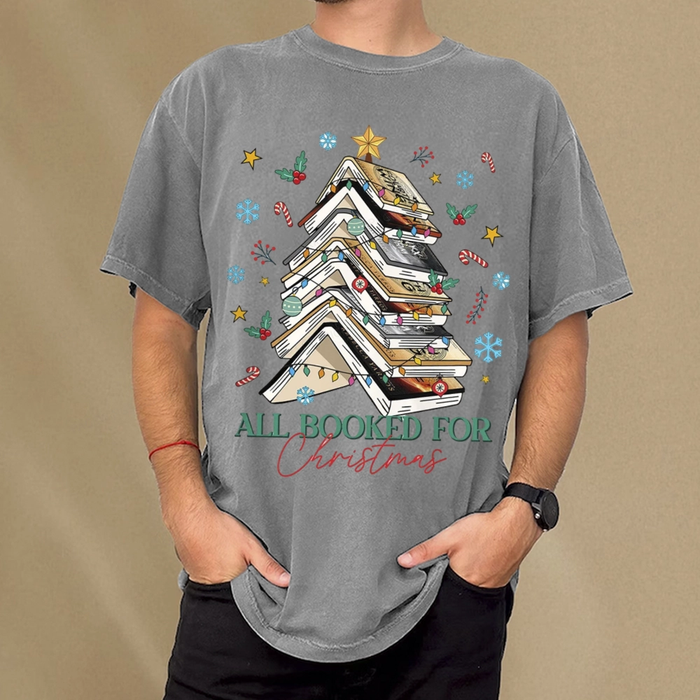 Pagewings All Booked For Christmas Unisex Washed T-shirt