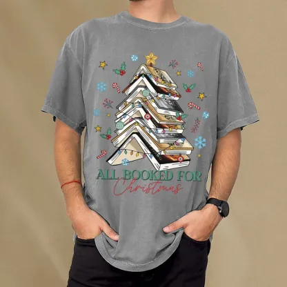 Pagewings All Booked For Christmas Unisex Washed T-shirt
