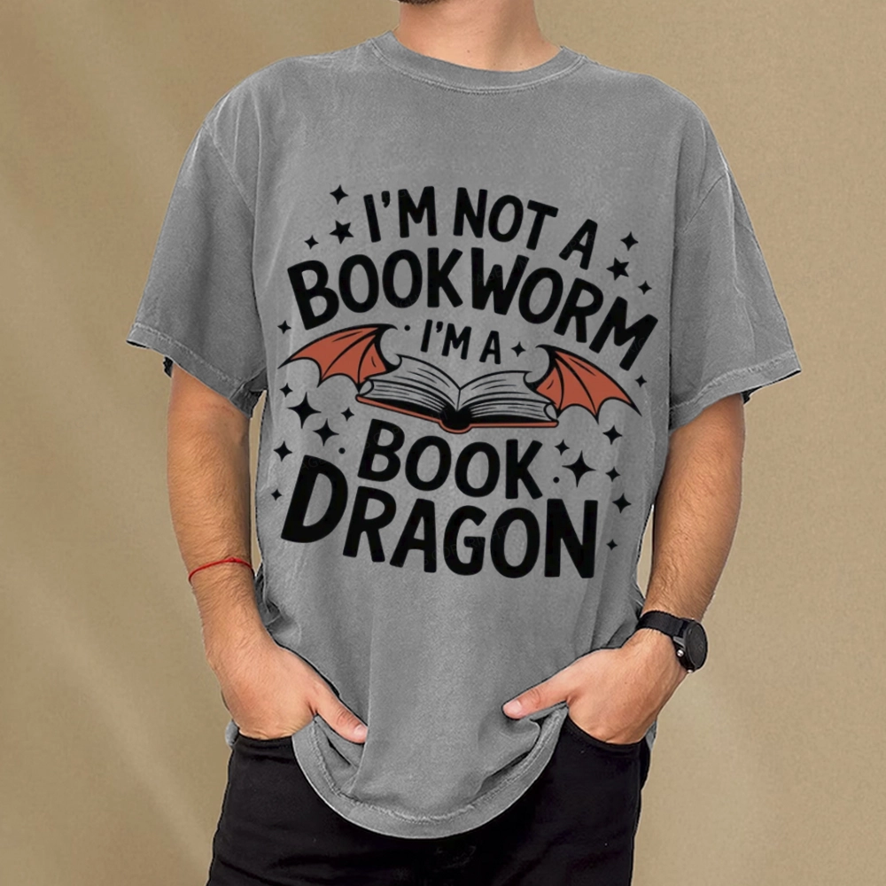 Pagewings I'm Not A Bookworm I'm A Book Dragon Unisex Washed T-shirt