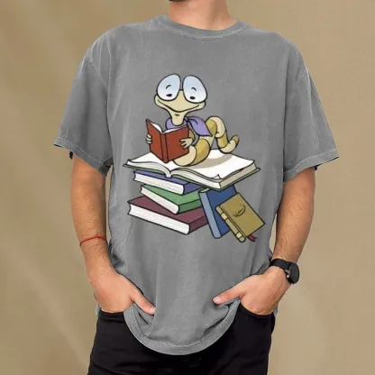 Pagewings Reading Snail and Book Unisex Washed T-shirt