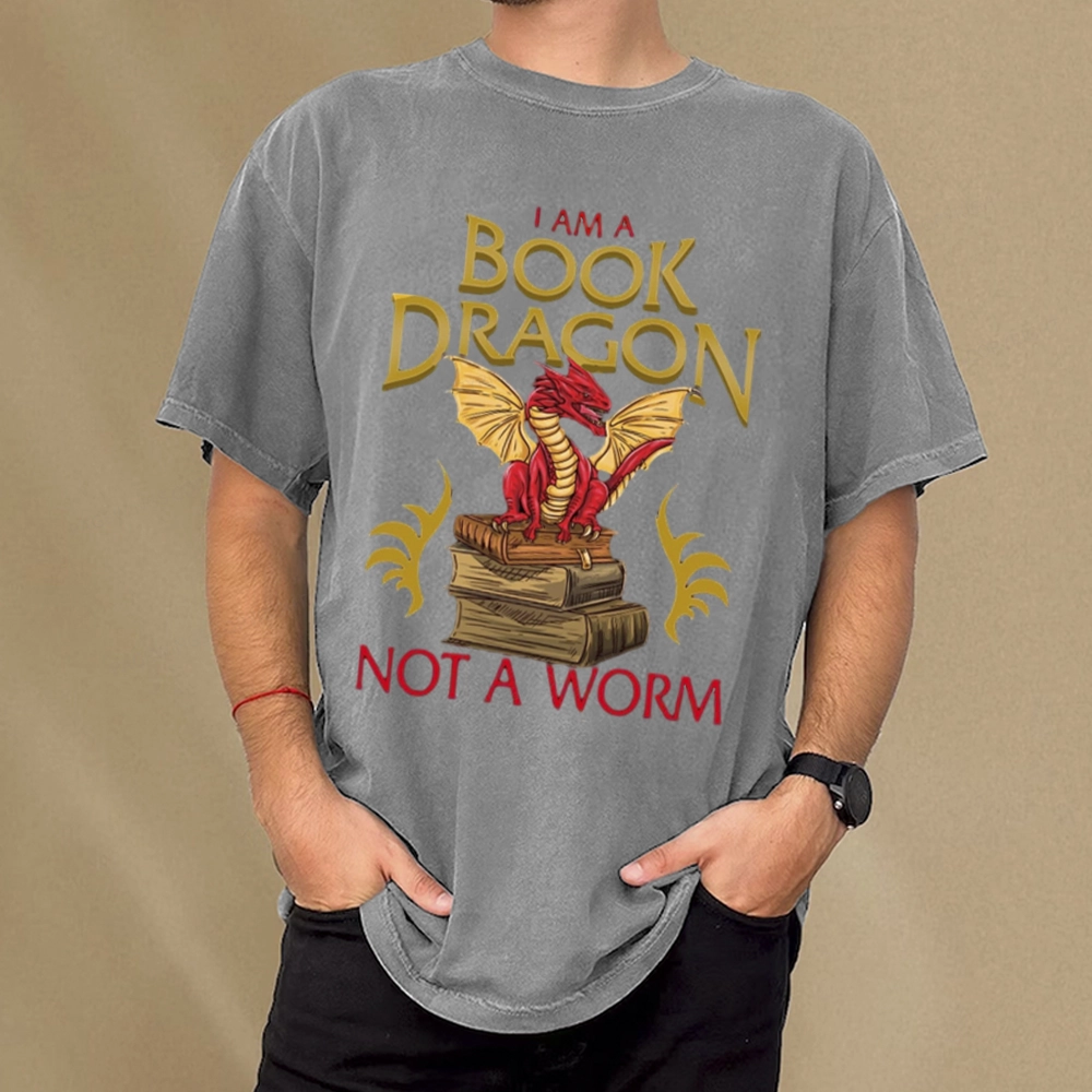 Pagewings I Am A Book Dragon Not A Worm Unisex Washed T-shirt