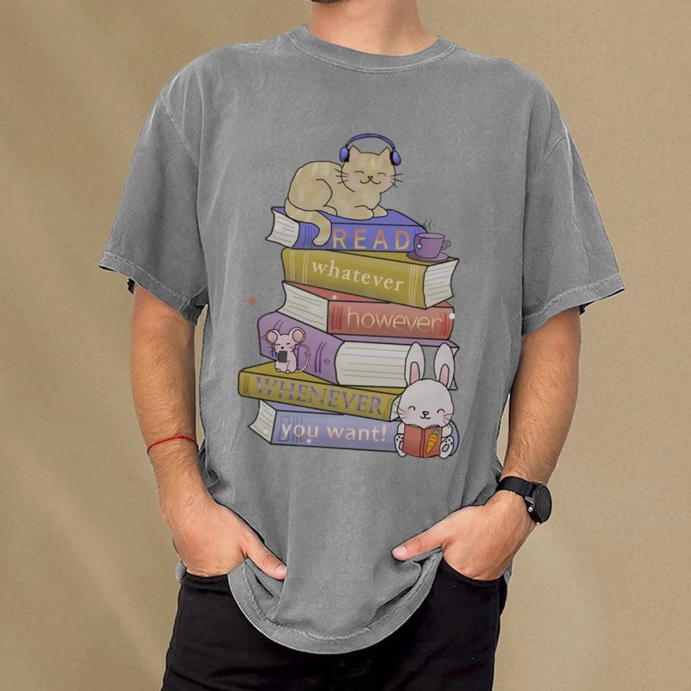 Pagewings Read Whatever However Whenever You Want Unisex Washed T-shirt