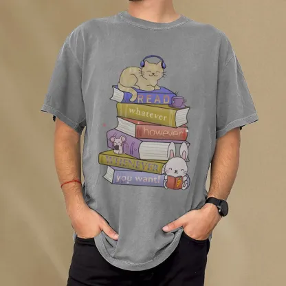 Pagewings Read Whatever However Whenever You Want Unisex Washed T-shirt